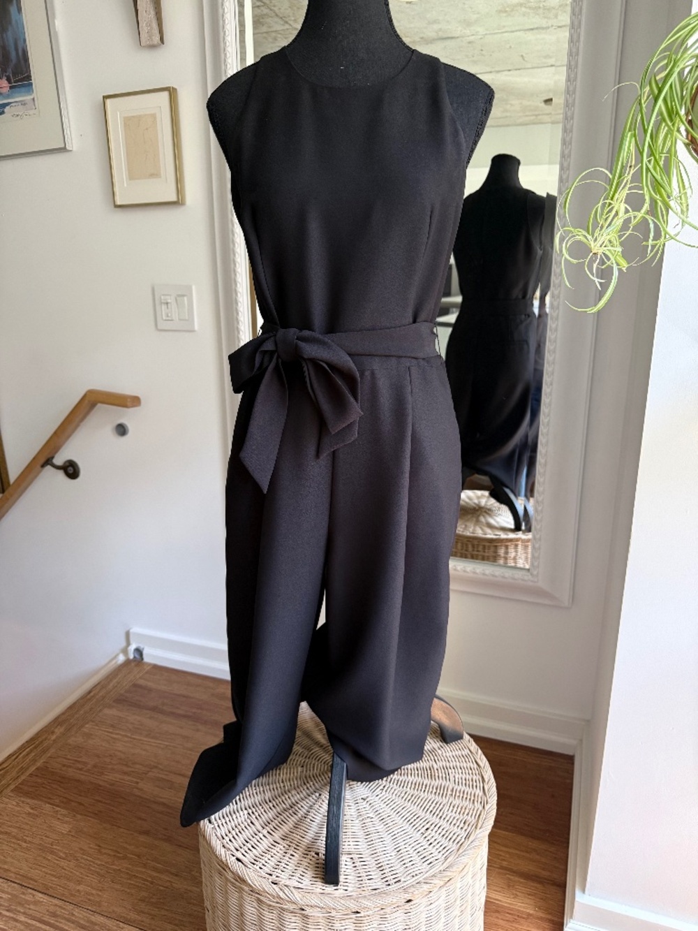 Black Romper with belt and pockets (Machine Washable)